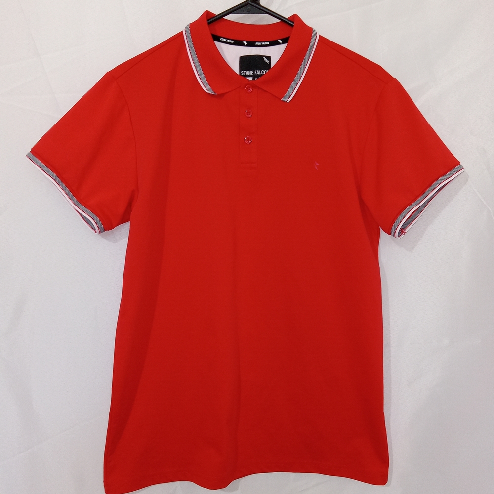 Stone Falcon Men’s Polo Short Size M Red Athletic Short Sleeve Golf Performance